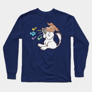 Jack Russell playing an harmonica Long Sleeve T-Shirt